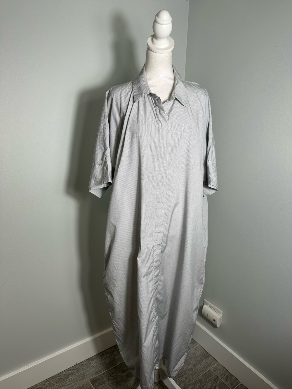 COS Light Grey Cotton  Striped Shirt Dress Size  Eu L
